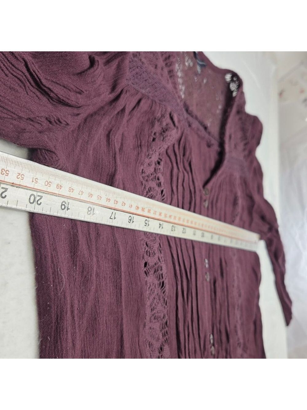 Women's American Eagle Outfitters Maroon Lace Blouse L - Picture 6 of 7